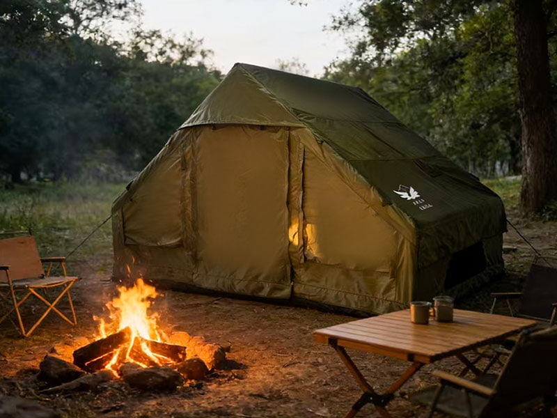 Cort de camping gonflabil verde militar de dimensiuni mici Cort de camping gonflabil verde militar de dimensiuni mici