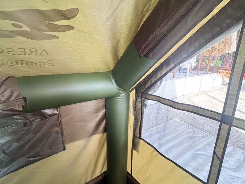 Cort de camping gonflabil verde militar de dimensiuni mici Cort de camping gonflabil verde militar de dimensiuni mici
