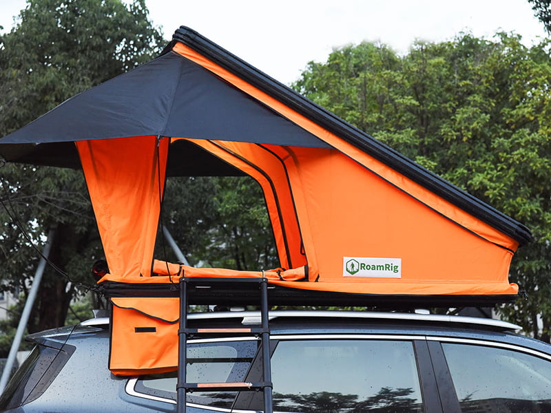 Cort de camping pe acoperiș cu scară Cort de camping pe acoperiș cu scară