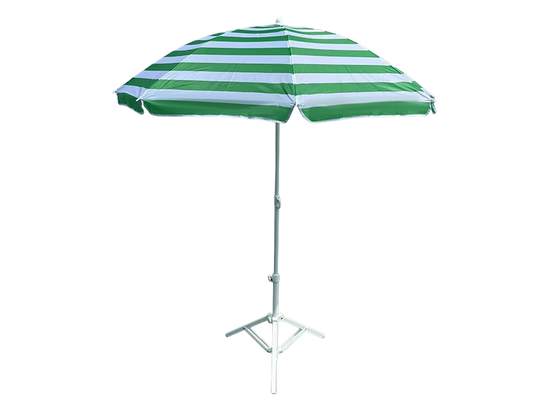 Umbrelă de plajă cu protecție solară cu dungi verzi și albe de 1,6 metri