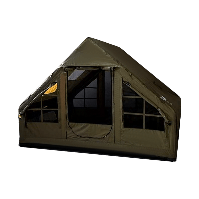 Cort de camping gonflabil verde militar de dimensiuni mici